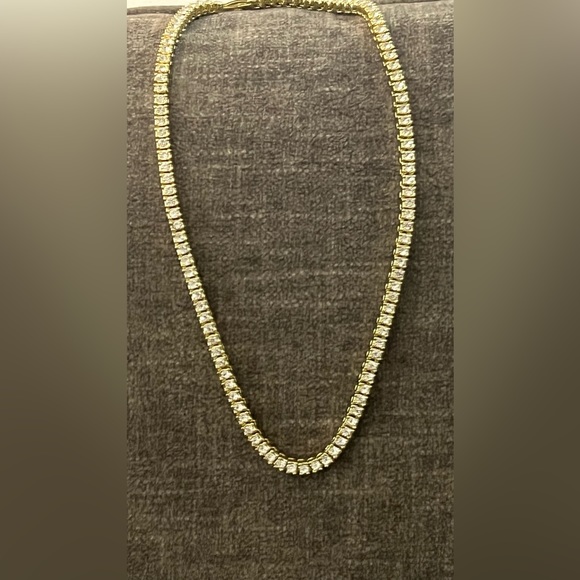 Gold Tennis chain necklace 14k gold fill with VVS CZS - Picture 3 of 10